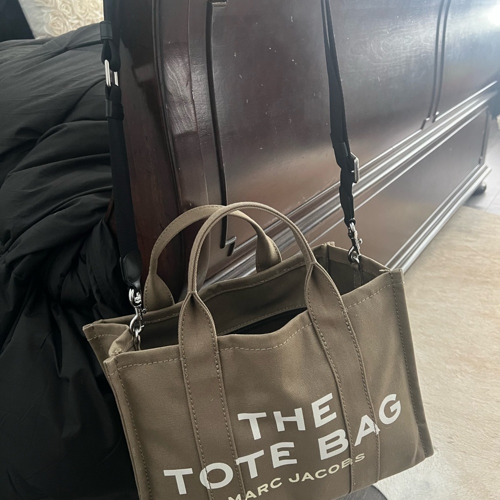 Marc Jacobs Khaki Tote with White Lettering